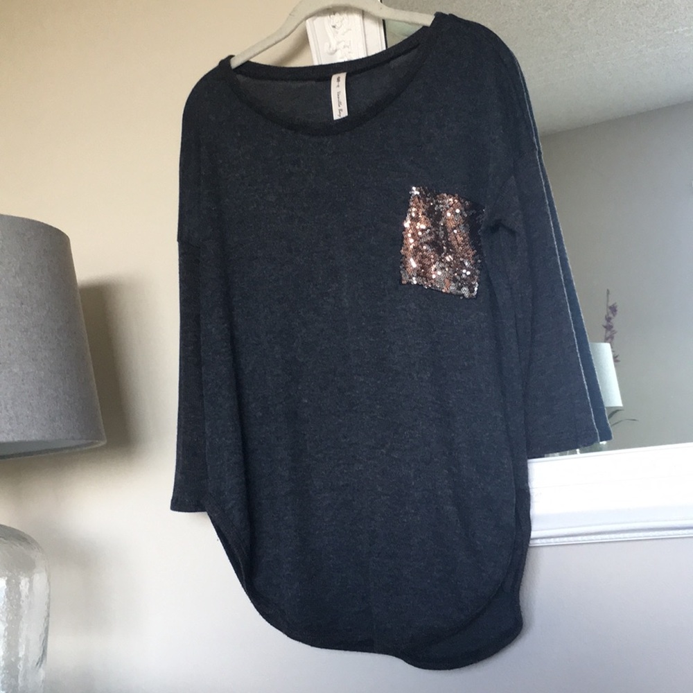Tunic Sweater with Sequin Pocket